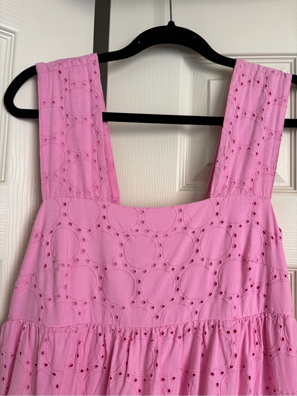 Anthropologie Helena Square Neck Maxi Dress Eyelet Pink - Picture 5 of 6
